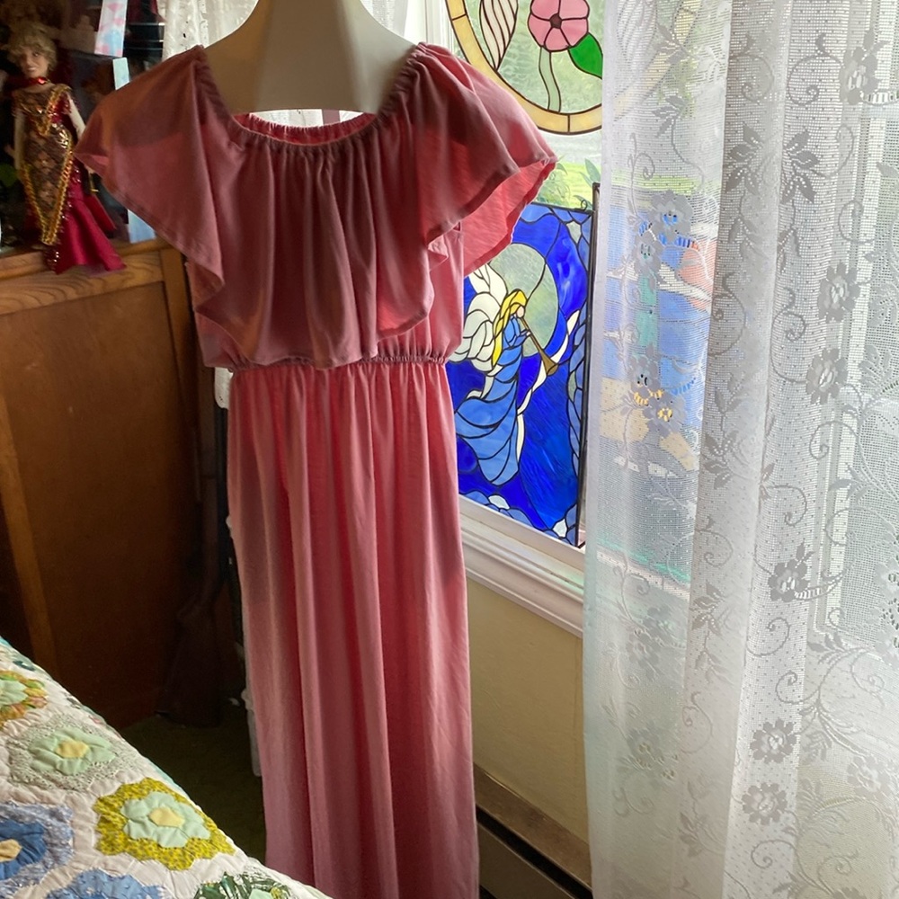NWT Pink  Jersey Knit Dress  Side Slits Sz S Minimalist